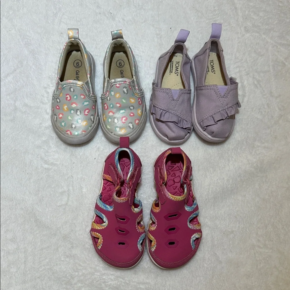 EUC TOMS Lavender, multicolor leopard, lands end water shoe size 6